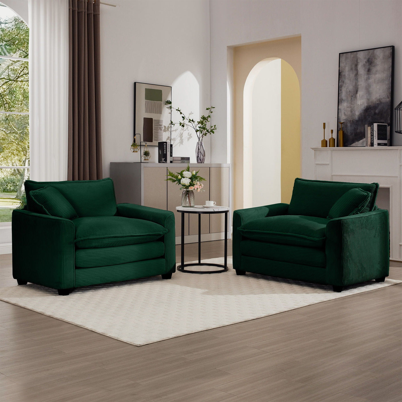 Modern Classic Fabric Single Chair Deep Seat Sofa With Pillow by Unique Piece Furniture