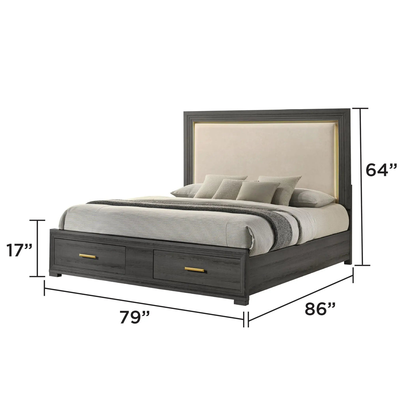 Colorado - Bedroom Set With Upholstered LED Headboard by HouseOfZazla