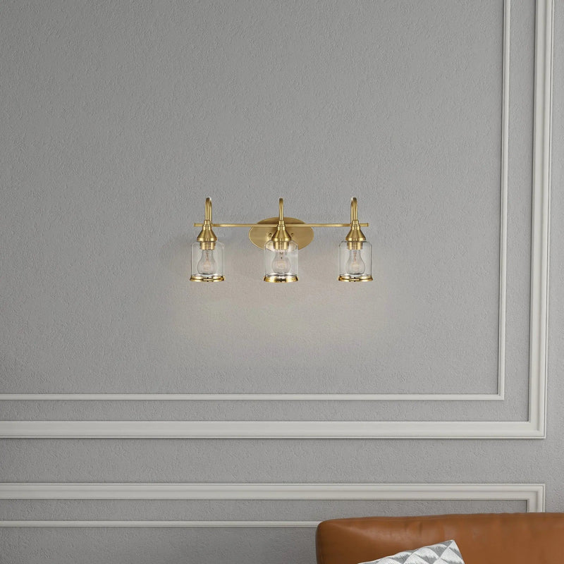 3 Lights Brush Vanity Light - Clear / Gold by Unique Piece Furniture