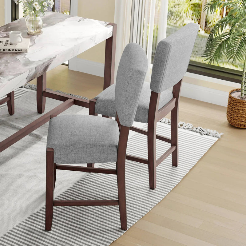 Set of 4 Mid-Century Modern Linen Upholstered Bar Stools by HouseOfZazla