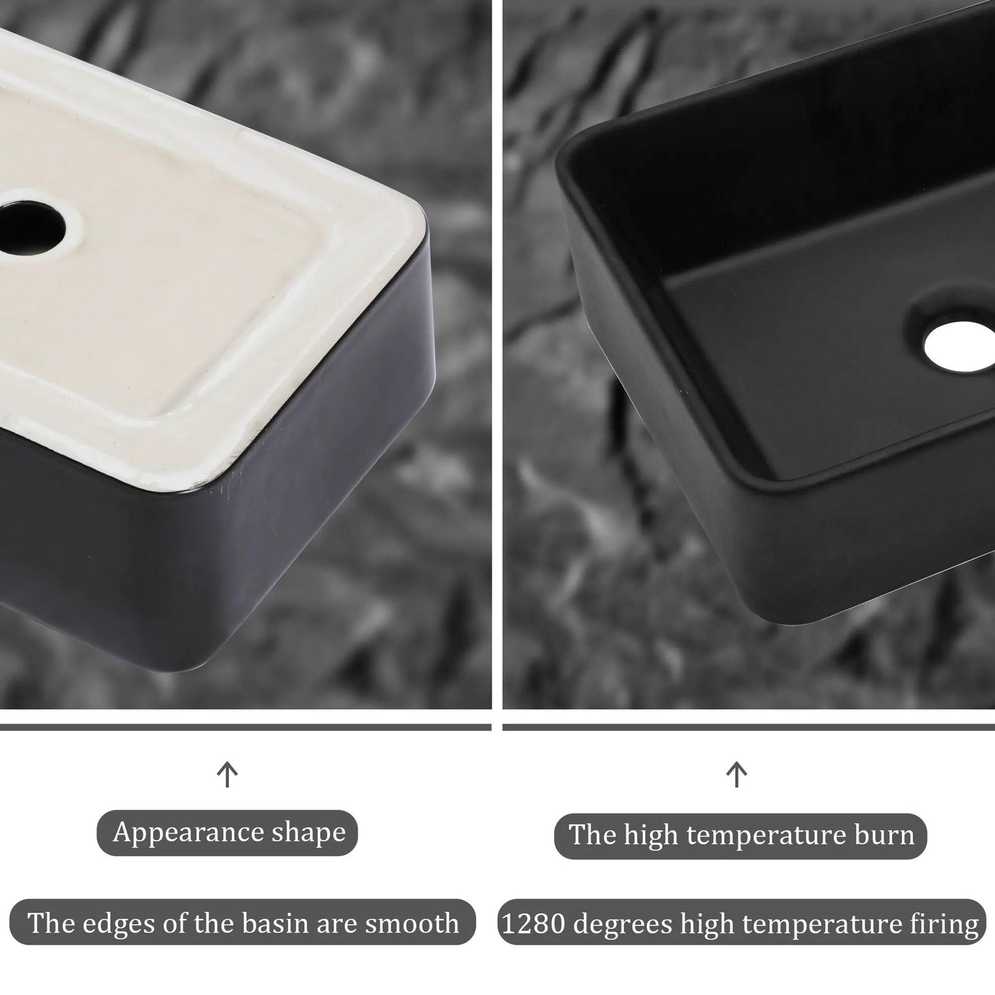 Modern European Design Ceramic Rectangular Vessel Bathroom Sink by HouseOfZazla