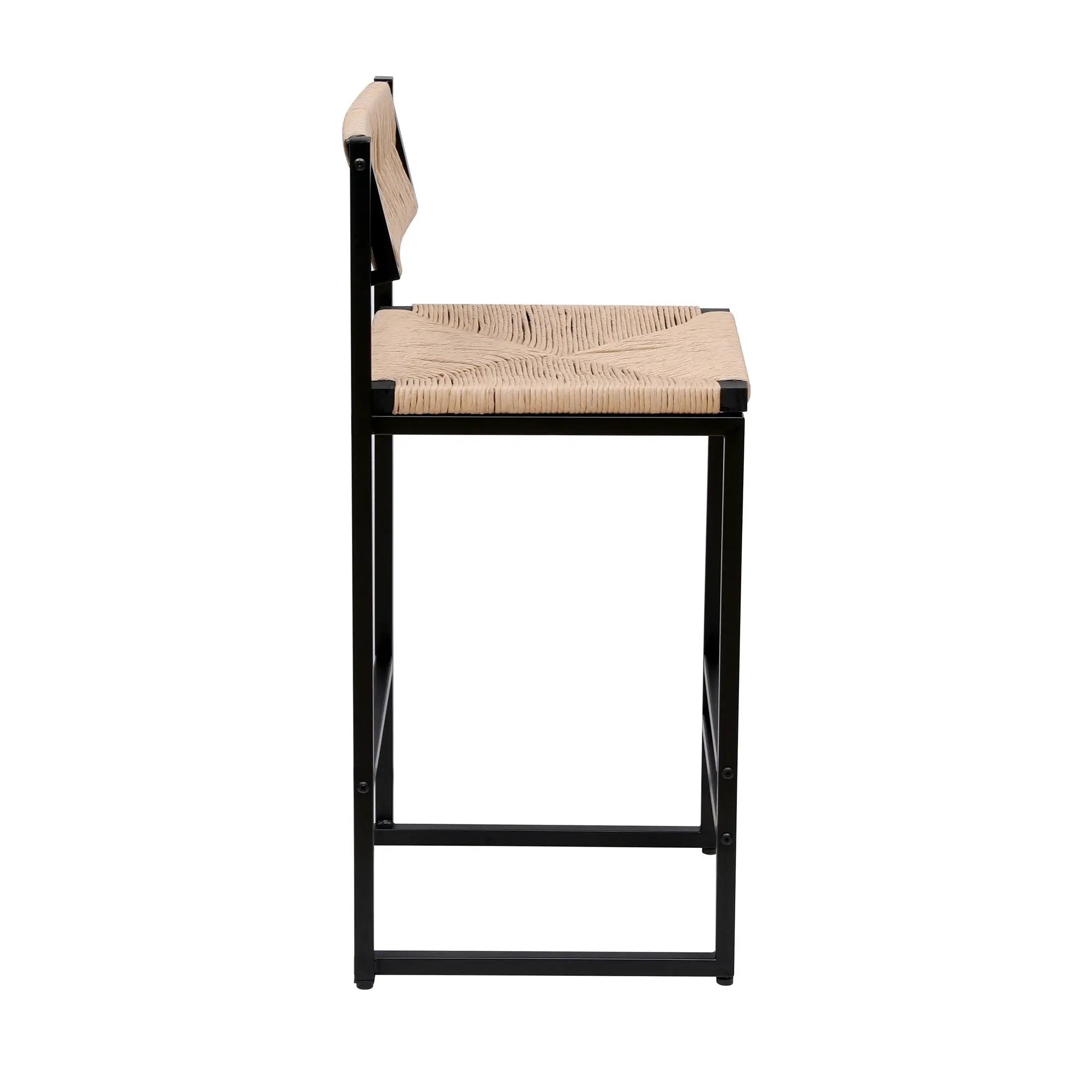 Bar Stools Paper Rope Weave Dining Chairs With Back Hand Weave Stools For Kichen Island, Bar & Counter (Set of 2) by HouseOfZazla