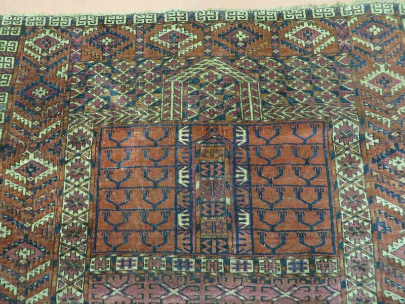 Antique Turkoman Ensi Wool Rug 4x5 by Jewel Rugs
