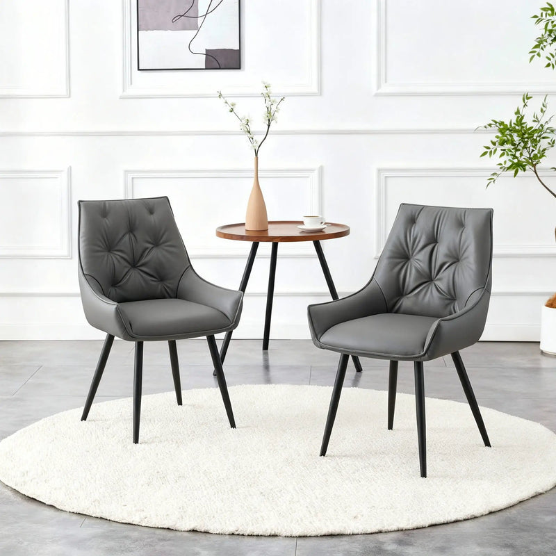 Dining Kitchen Chairs, Flat Back (Set of 2) - Dark Gray