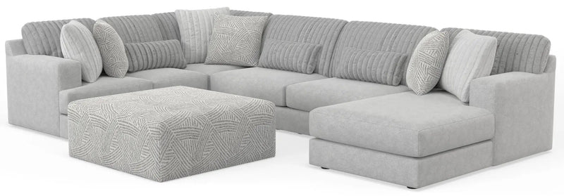 Logan - Upholstered Sectional With Comfort Coil Seating - 46" Cocktail Ottoman And Accent Pillows Included by Unique Piece Furniture