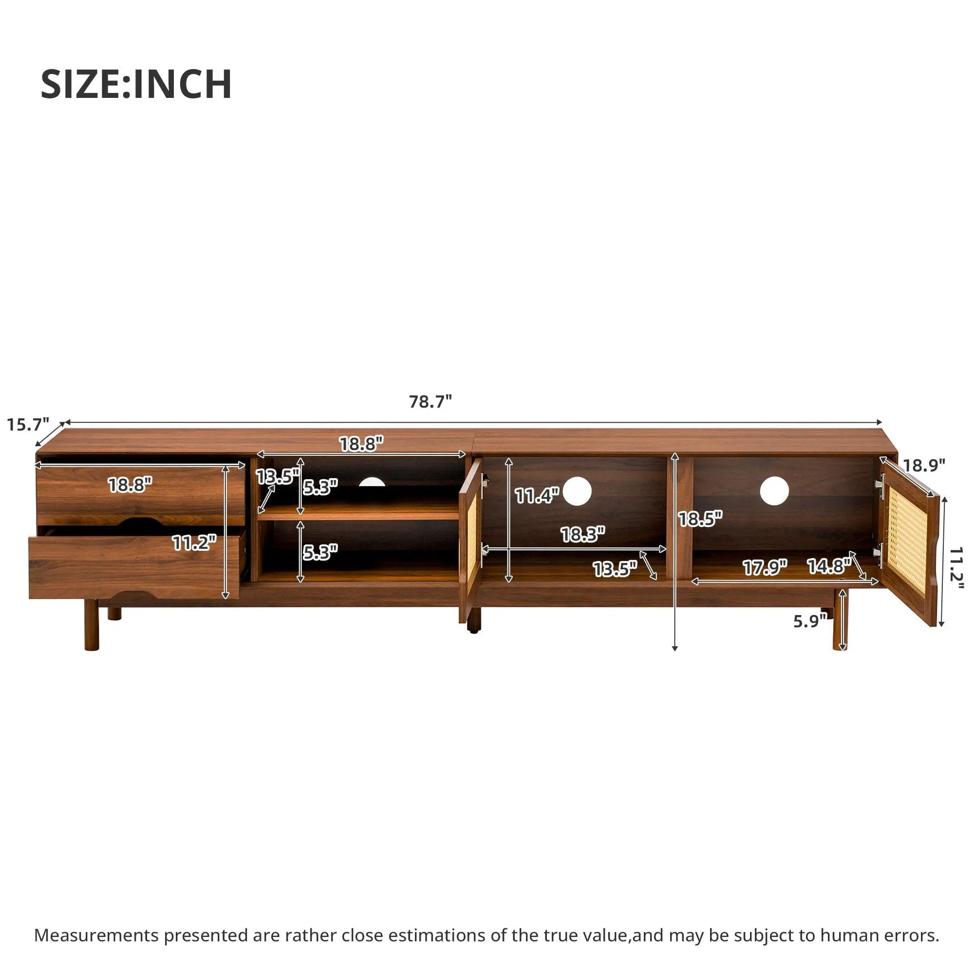 TV Stand For TVs Up To 85", Media Console With 2 Drawers - Walnut by Unique Piece Furniture