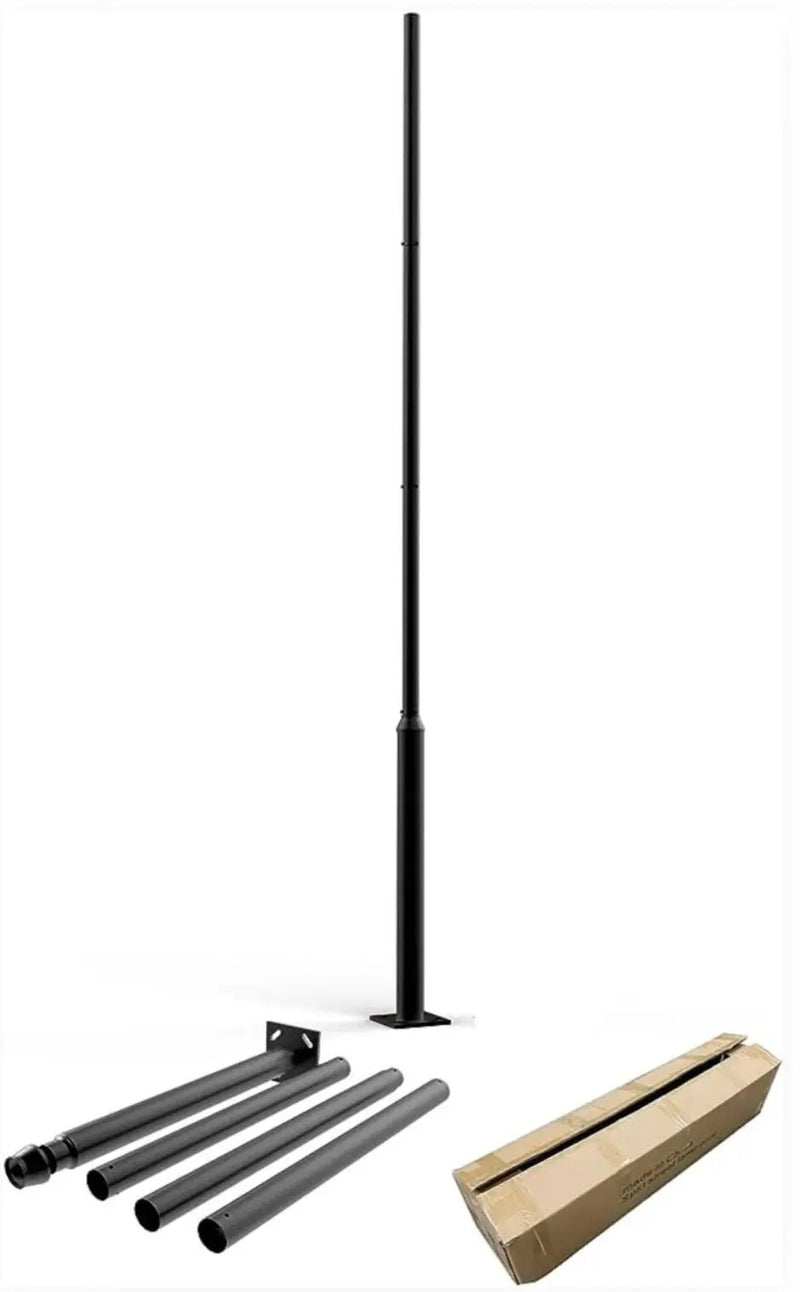 13FT Street Light Pole Garden Light Heavy Metal Light Pole Black Iron Aluminum Pole with Ground Cage and Mounting Kit for Heavy Duty by Outdoor Solar Outlet