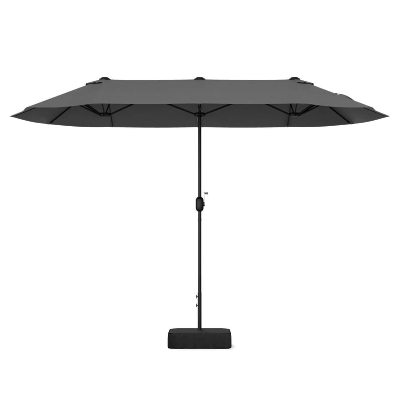 13FT Double-sided Patio Twin Table Umbrella with Crank Handle-Tan by DirectDeals