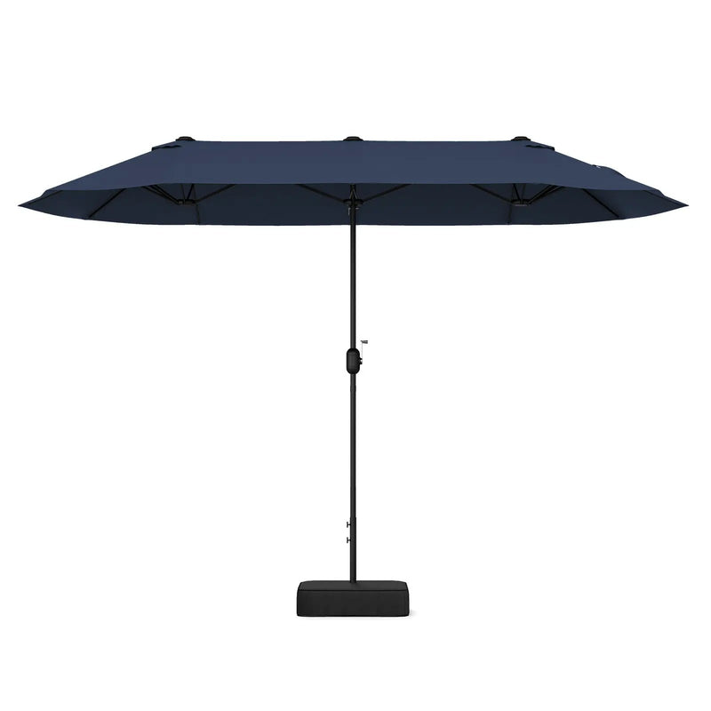 13FT Double-sided Patio Twin Table Umbrella with Crank Handle-Tan by DirectDeals