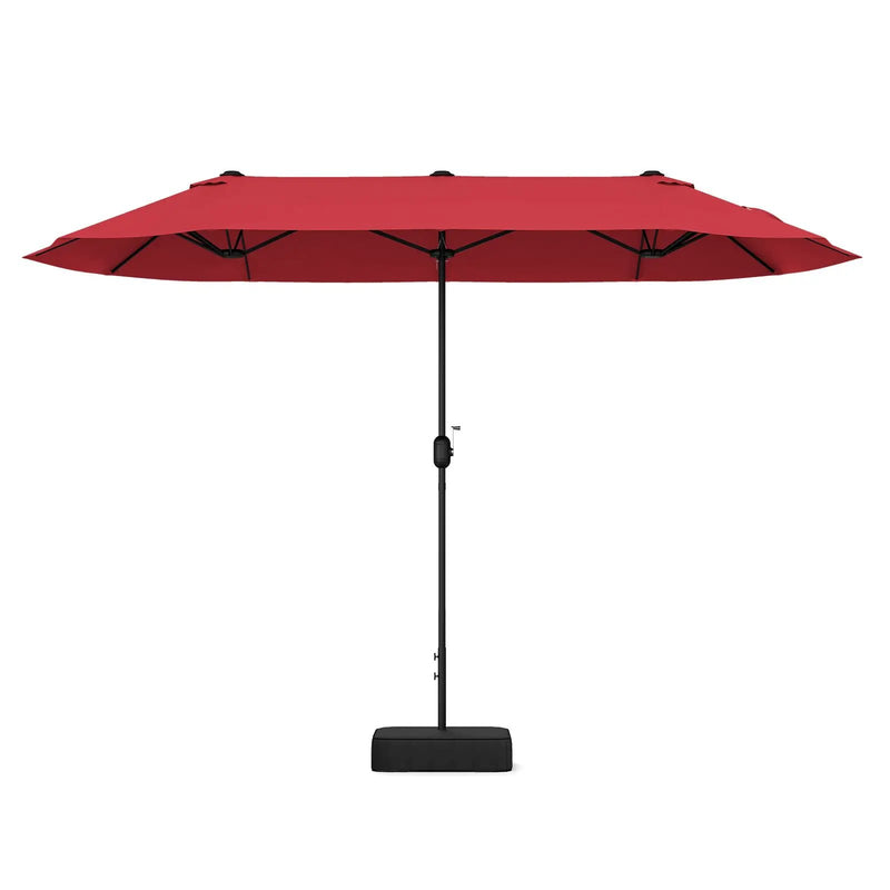 13FT Double-sided Patio Twin Table Umbrella with Crank Handle-Tan by DirectDeals