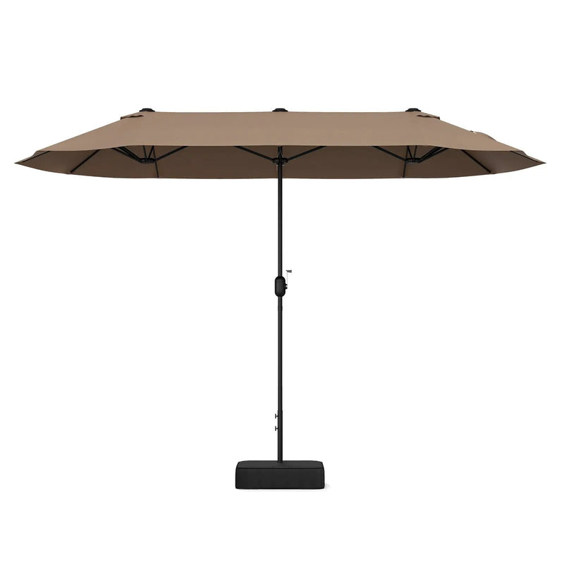 13FT Double-sided Patio Twin Table Umbrella with Crank Handle-Tan by DirectDeals