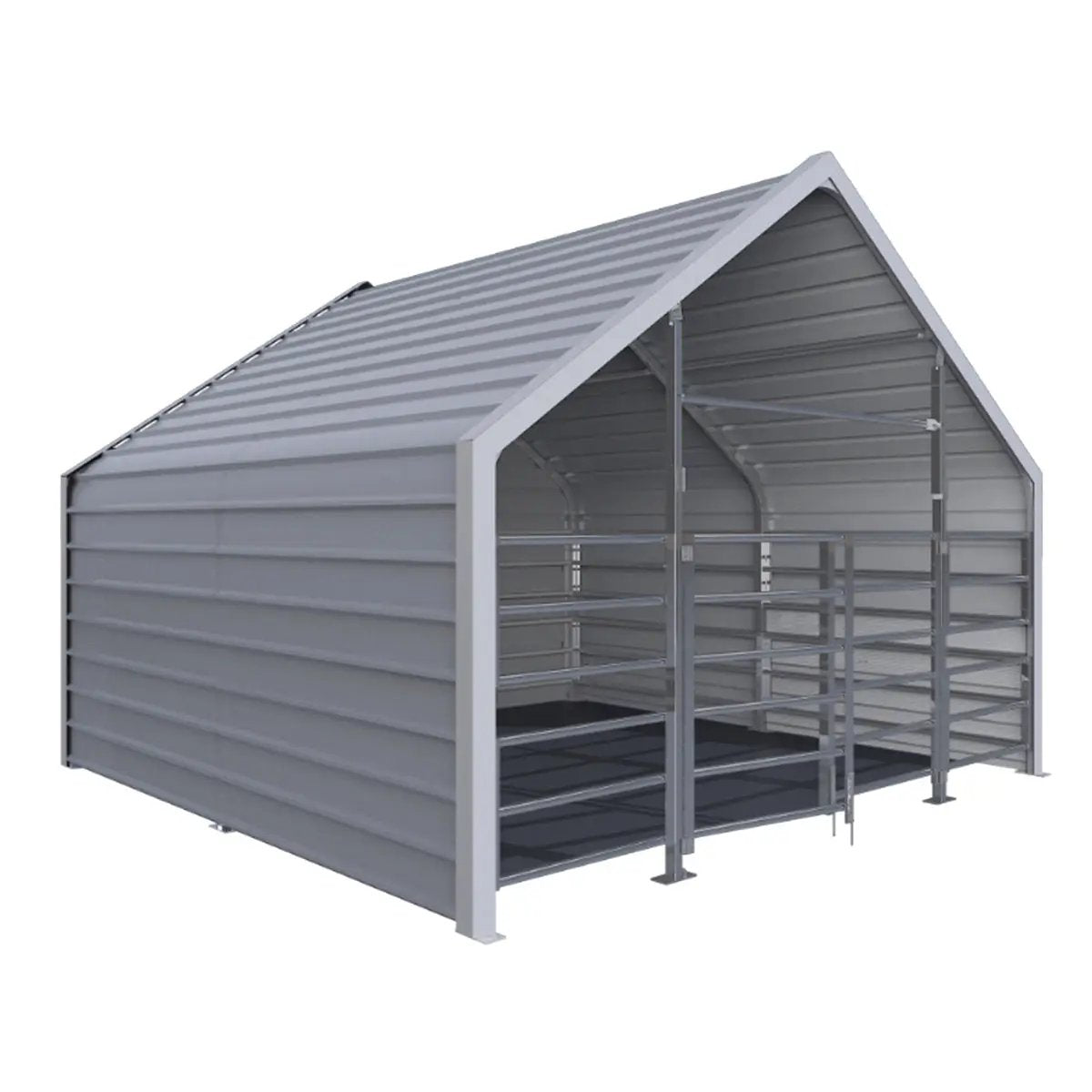 13ftx13ft Metal Livestock Shelter with Enclosed Rear Panel by Chery Industrial