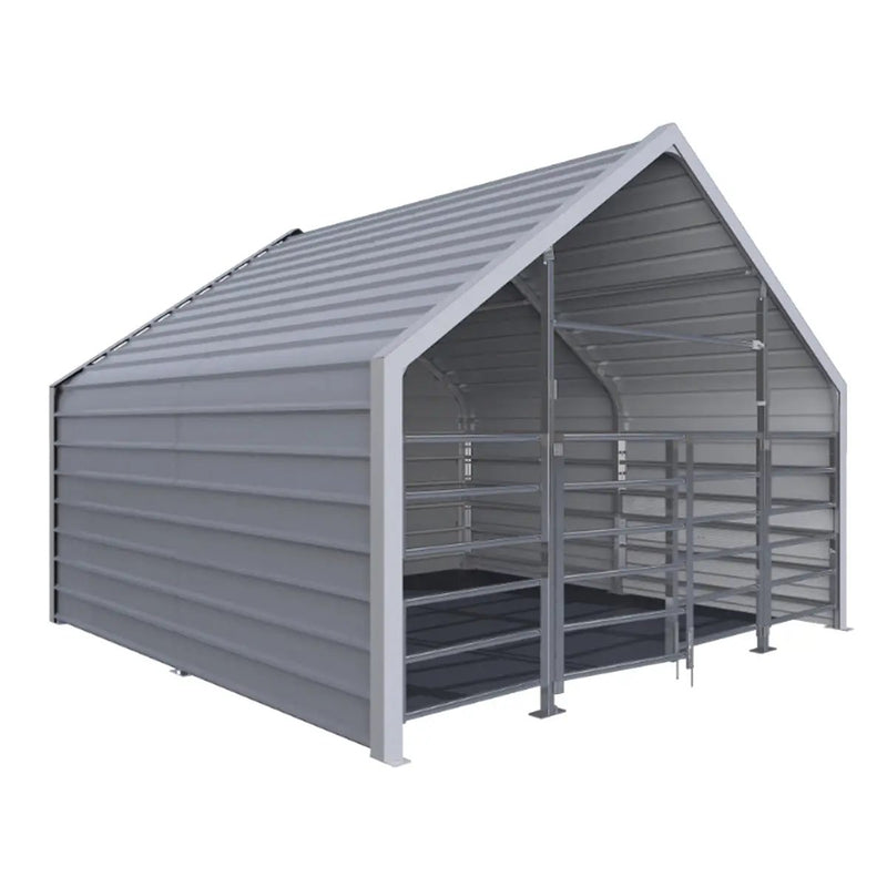 13ftx13ft Metal Livestock Shelter with Enclosed Rear Panel by Chery Industrial