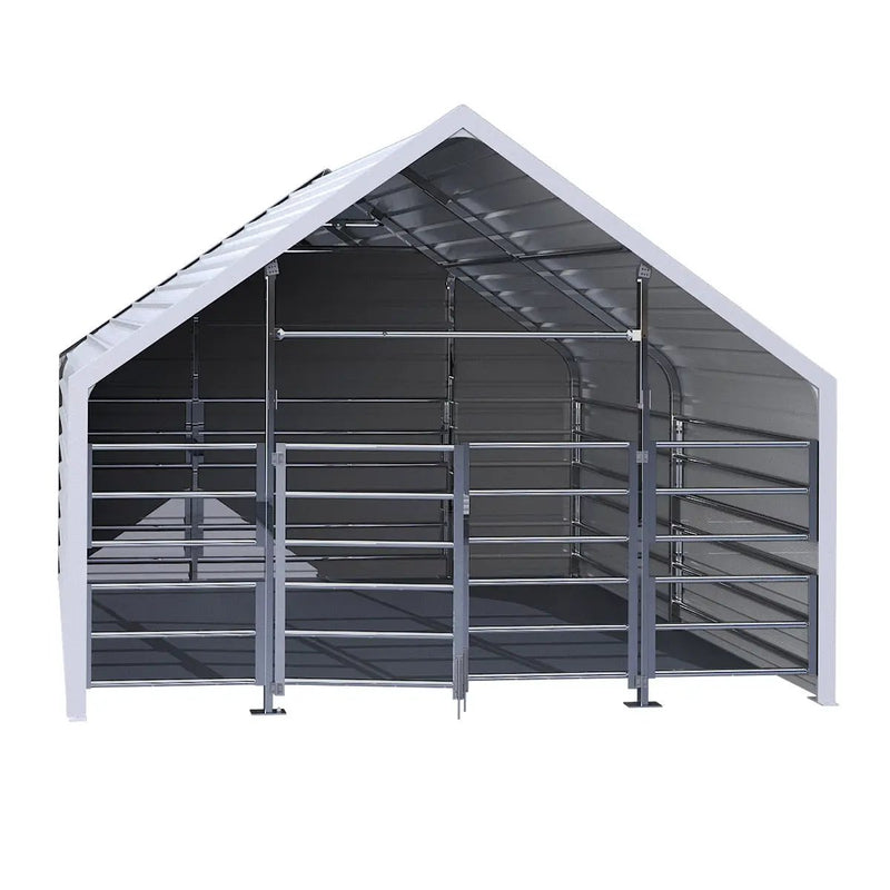 13ftx13ft Metal Livestock Shelter with Enclosed Rear Panel by Chery Industrial