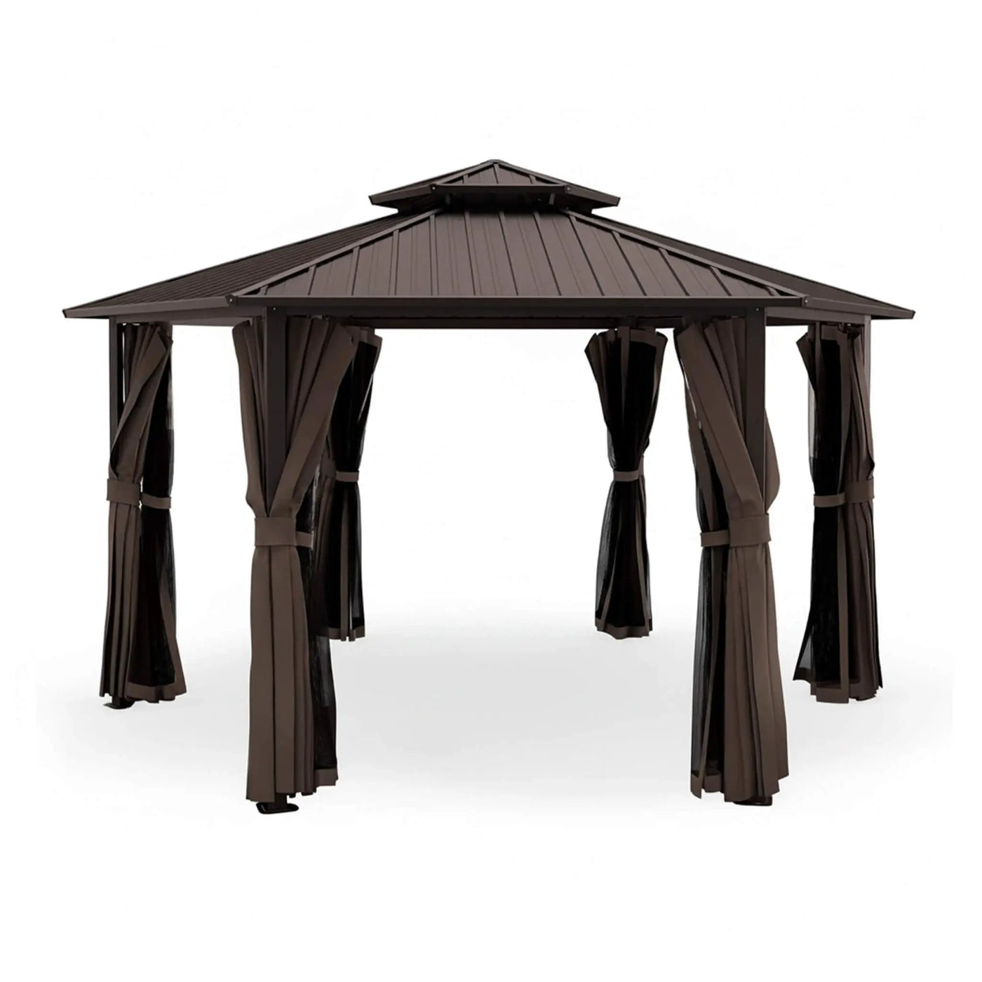 [13X15FT] Alora Hardtop Hexagonal Gazebo With Curtains And Netting [No Furniture] (SAK60713) by SAKSBY WHOLESALE