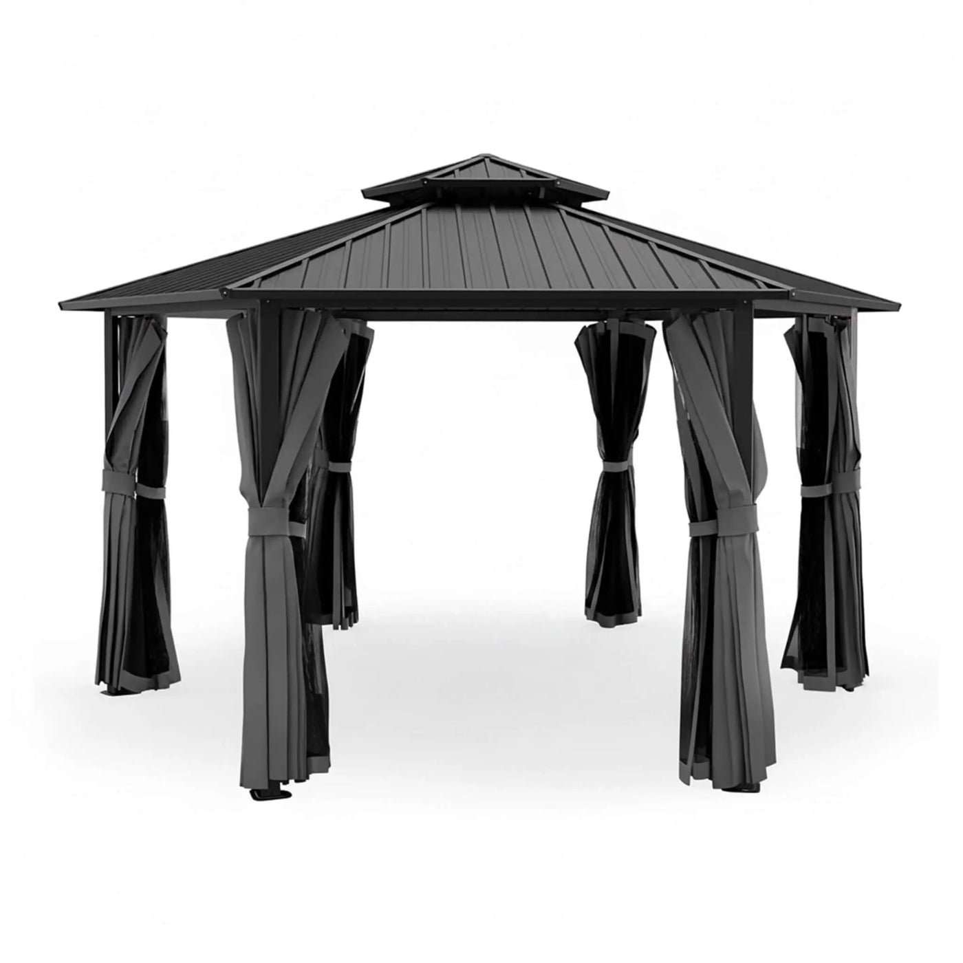 [13X15FT] Alora Hardtop Hexagonal Gazebo With Curtains And Netting [No Furniture] (SAK60713) by SAKSBY WHOLESALE
