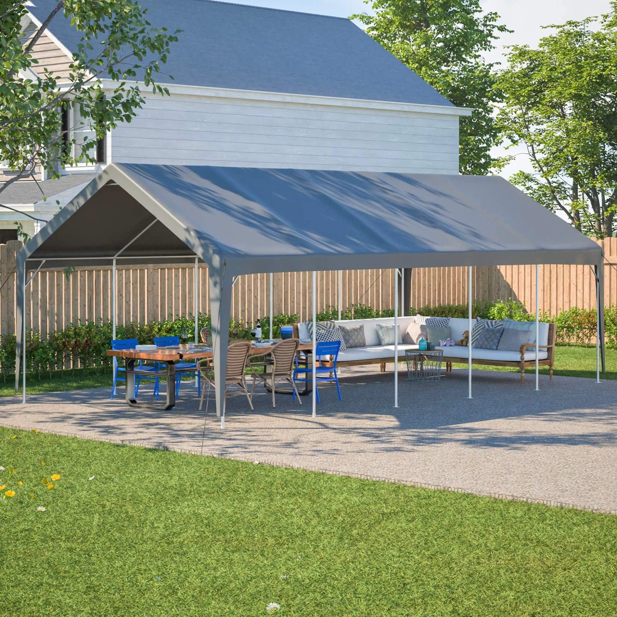 [13X26FT] Alora Heavy-Duty Carport Canopy With Roll-Up Doors And Windows (SAK14975) by SAKSBY WHOLESALE