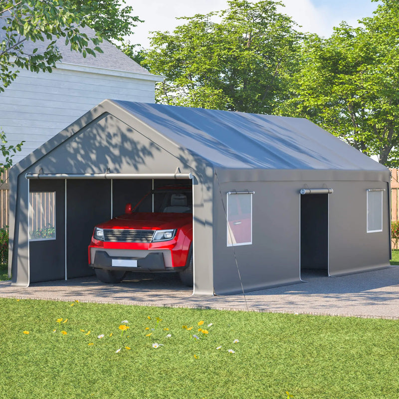 [13X26FT] Alora Heavy-Duty Carport Canopy With Roll-Up Doors And Windows (SAK14975) by SAKSBY WHOLESALE