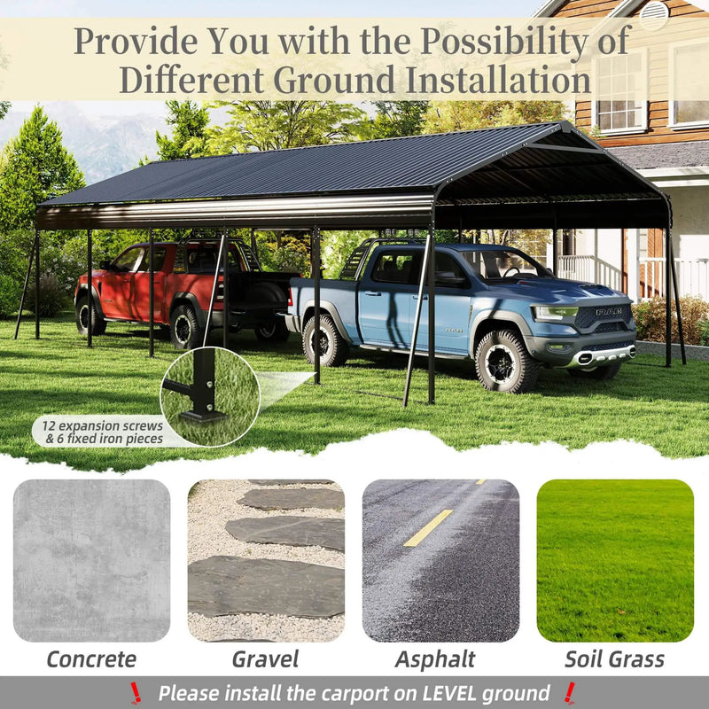 [13X26FT] Alora Heavy-Duty Weather-Resistant Outdoor Carport With Protective Film (SAK82451) by SAKSBY WHOLESALE