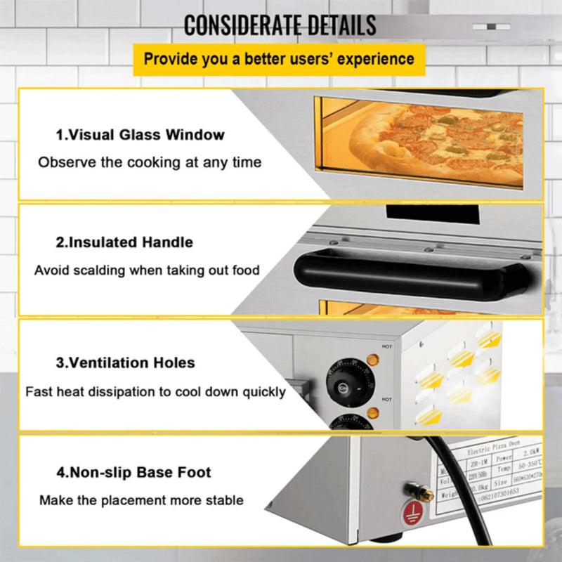 14-Inch Electric Single Deck Countertop Commercial Pizza Oven (SAK92582) by SAKSBY WHOLESALE