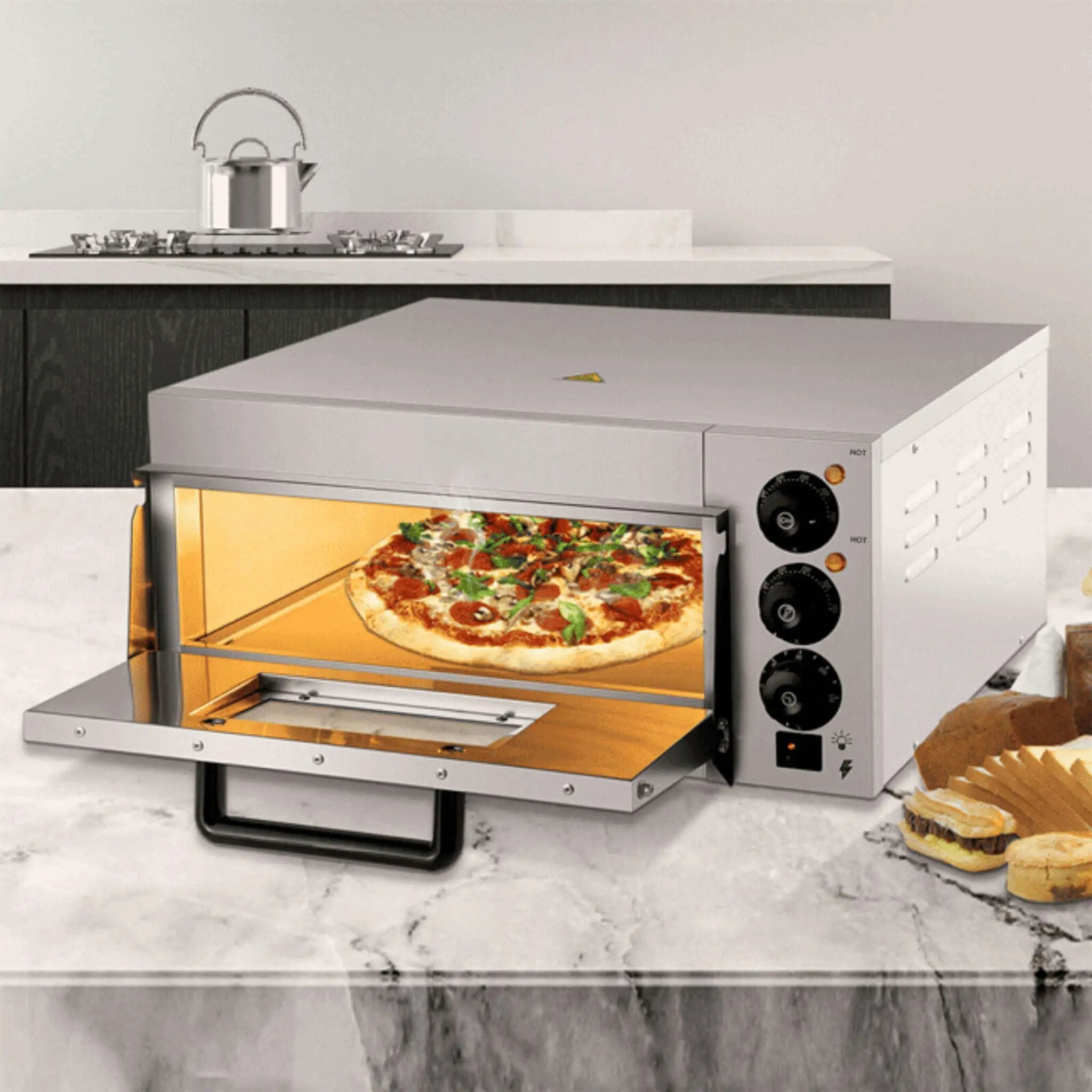 14-Inch Electric Single Deck Countertop Commercial Pizza Oven (SAK92582) by SAKSBY WHOLESALE
