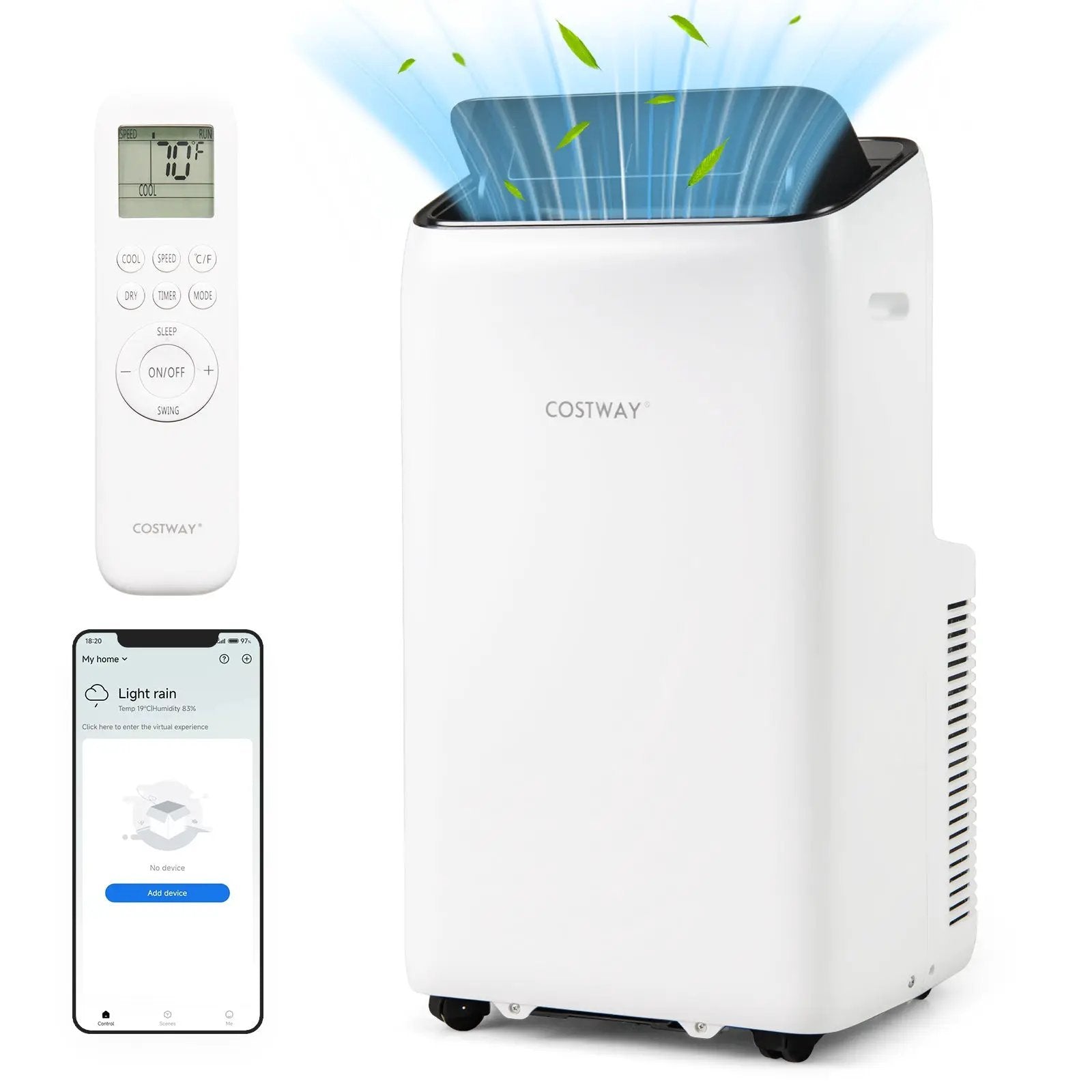 14000 BTU Inverter Portable Air Conditioner 3 in 1 Wifi Enabled AC Unit-White by DirectDeals