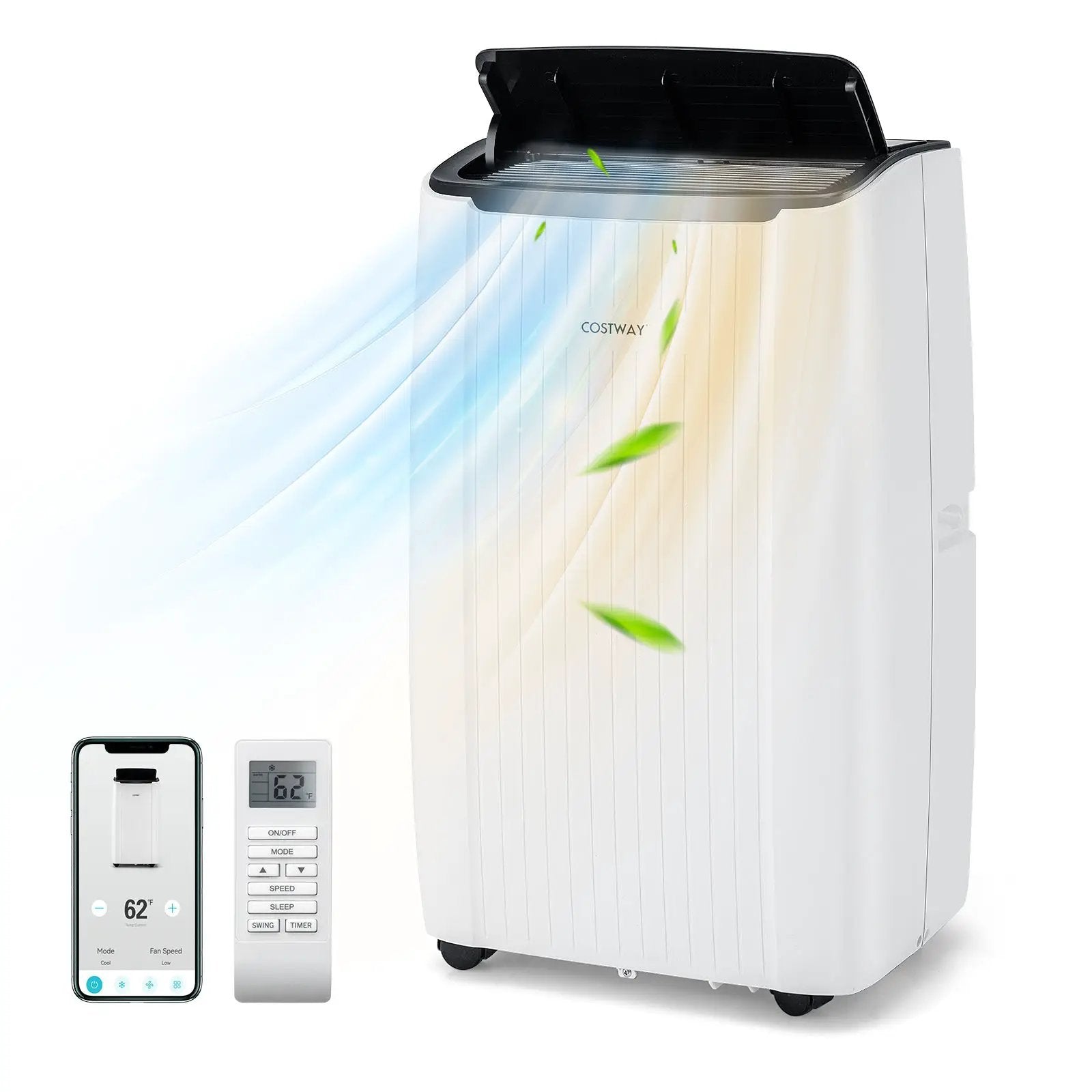 12000 BTU Portable Air Conditioner 4-in-1 Smart WiFi Enabled Home AC Unit with Heat by DirectDeals