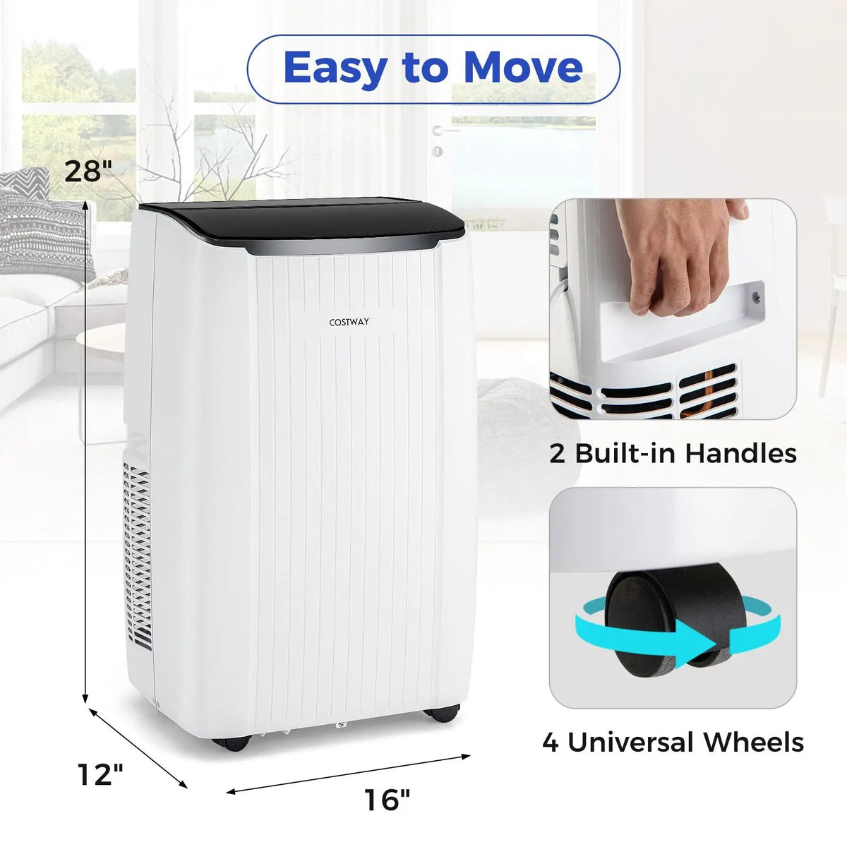 12000 BTU Portable Air Conditioner 4-in-1 Smart WiFi Enabled Home AC Unit with Heat by DirectDeals