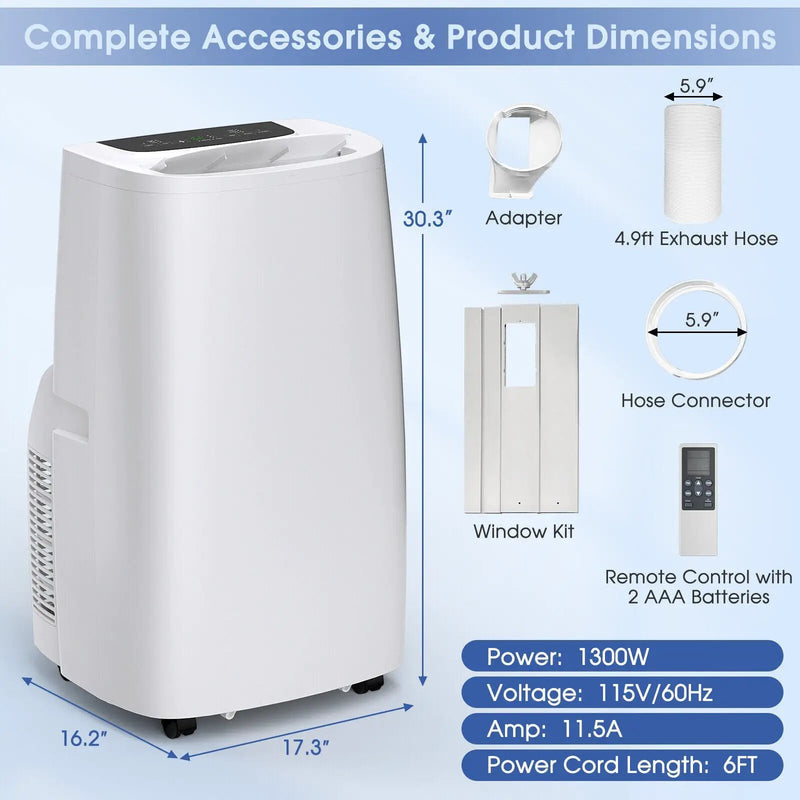 14000 BTU(Ashrae) Portable Air Conditioner with Remote Control by DirectDeals