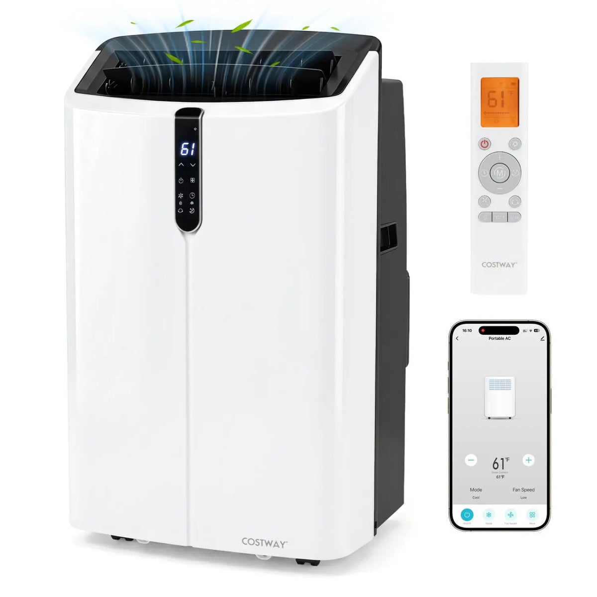 14000 BTU Smart Portable AC with APP Voice Control 47 dB for Rooms 750 Sq.Ft by DirectDeals