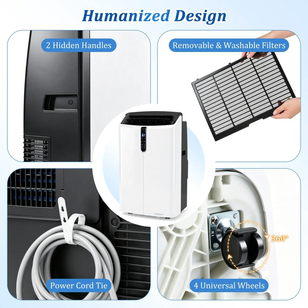 14000 BTU Smart Portable AC with APP Voice Control 47 dB for Rooms 750 Sq.Ft by DirectDeals