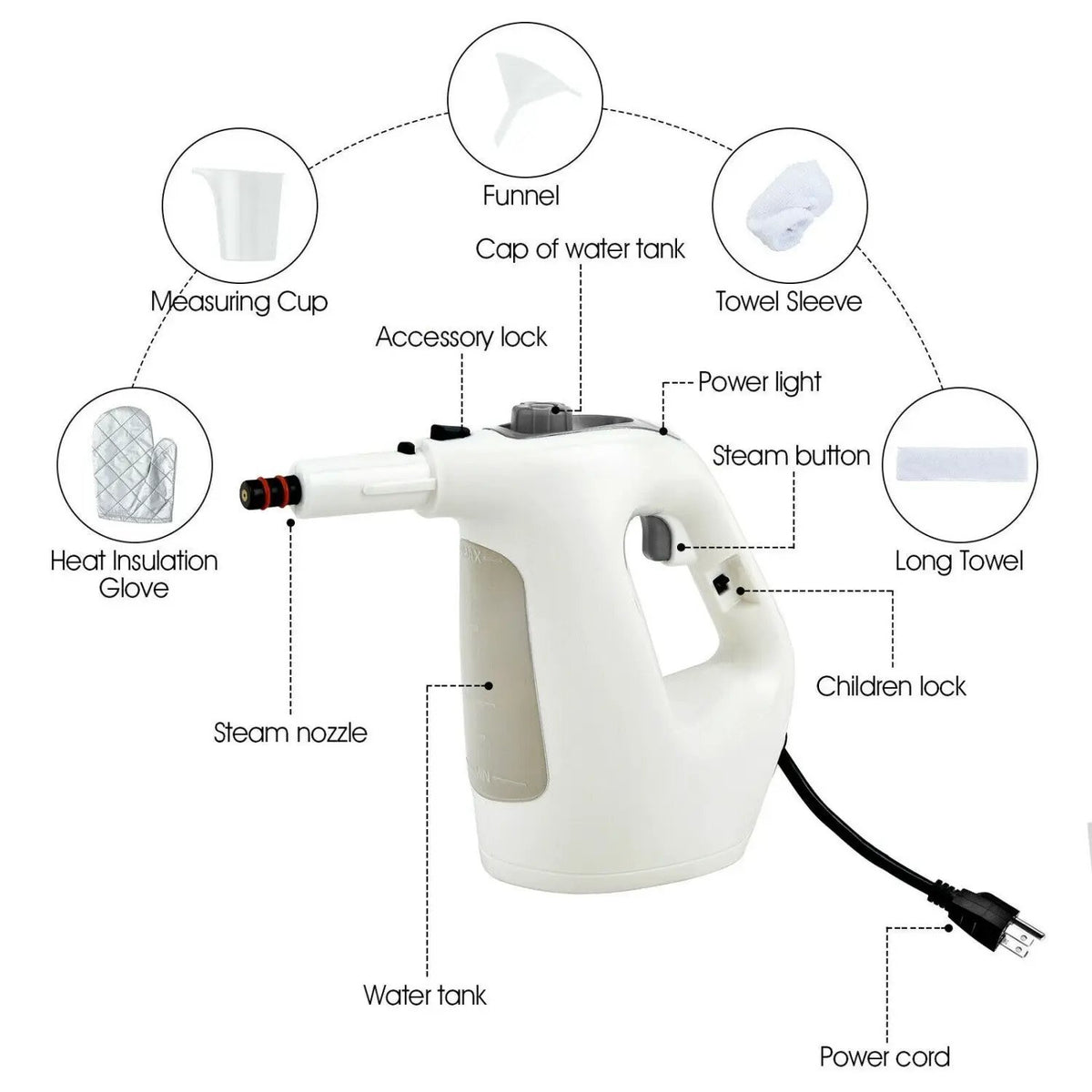 Handheld Steam Cleaner 1400W with 14-Piece Accessory Kit by DirectDeals