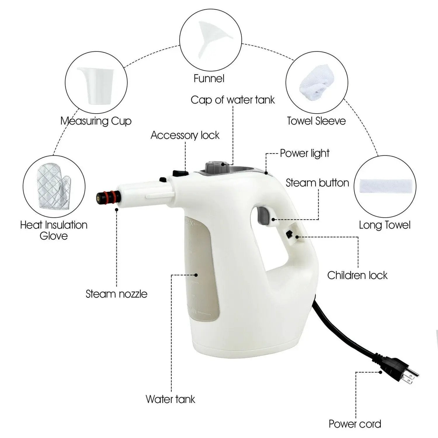 Handheld Steam Cleaner 1400W with 14-Piece Accessory Kit by DirectDeals