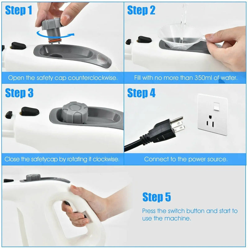 Handheld Steam Cleaner 1400W with 14-Piece Accessory Kit by DirectDeals