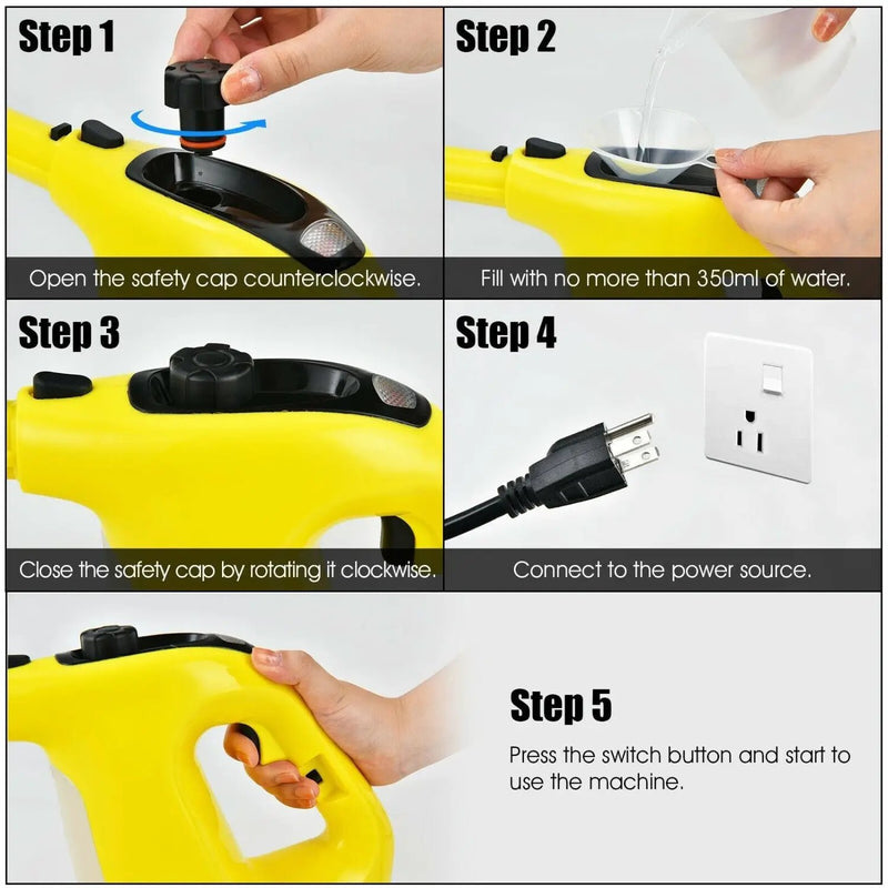 Handheld Steam Cleaner 1400W with 14-Piece Accessory Kit by DirectDeals