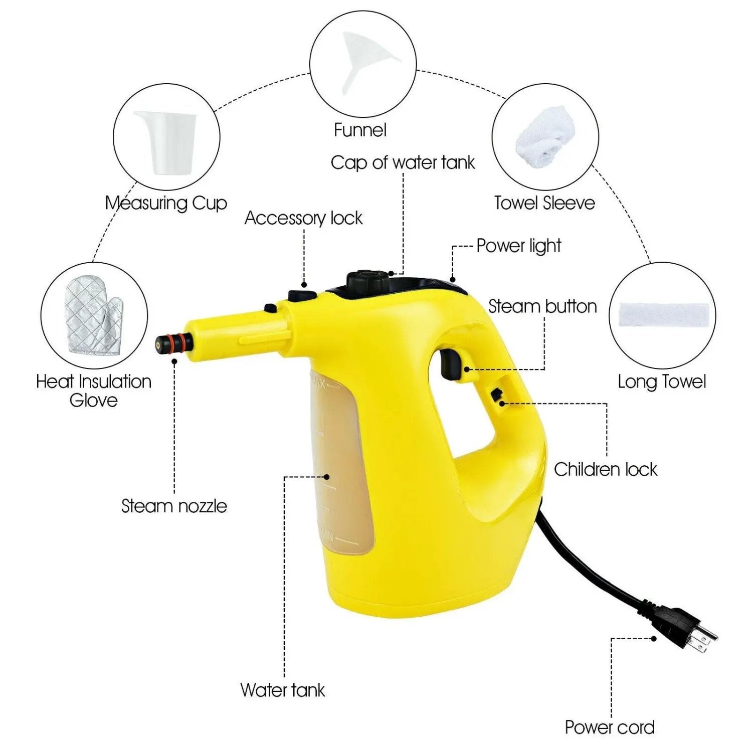 Handheld Steam Cleaner 1400W with 14-Piece Accessory Kit by DirectDeals