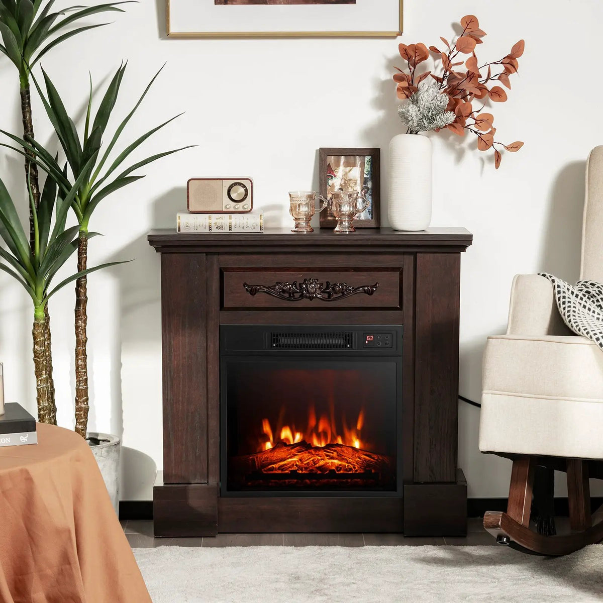 1400W TV Stand Electric Fireplace Mantel with Remote Control by DirectDeals