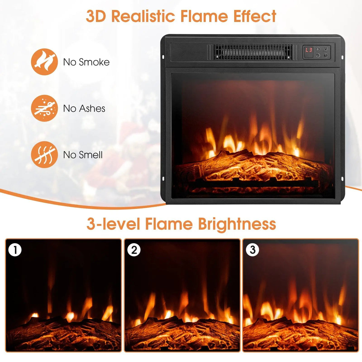 1400W TV Stand Electric Fireplace Mantel with Remote Control by DirectDeals