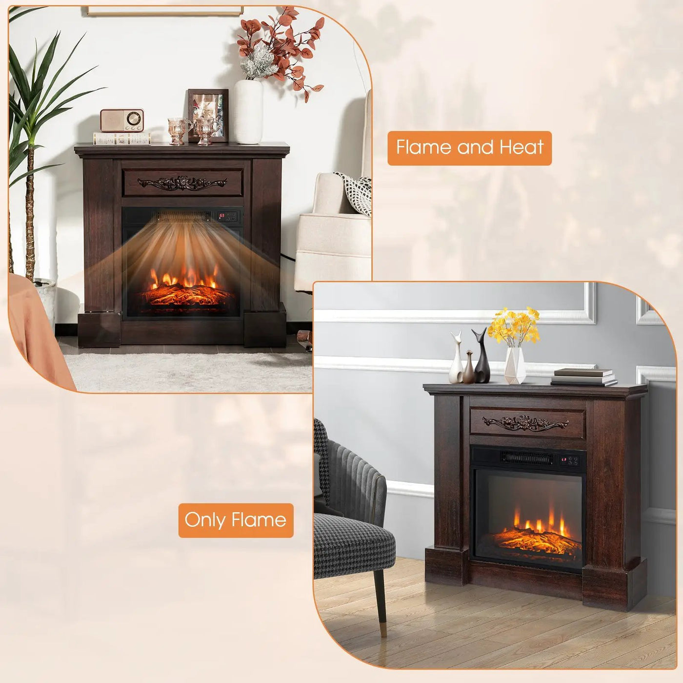 1400W TV Stand Electric Fireplace Mantel with Remote Control by DirectDeals