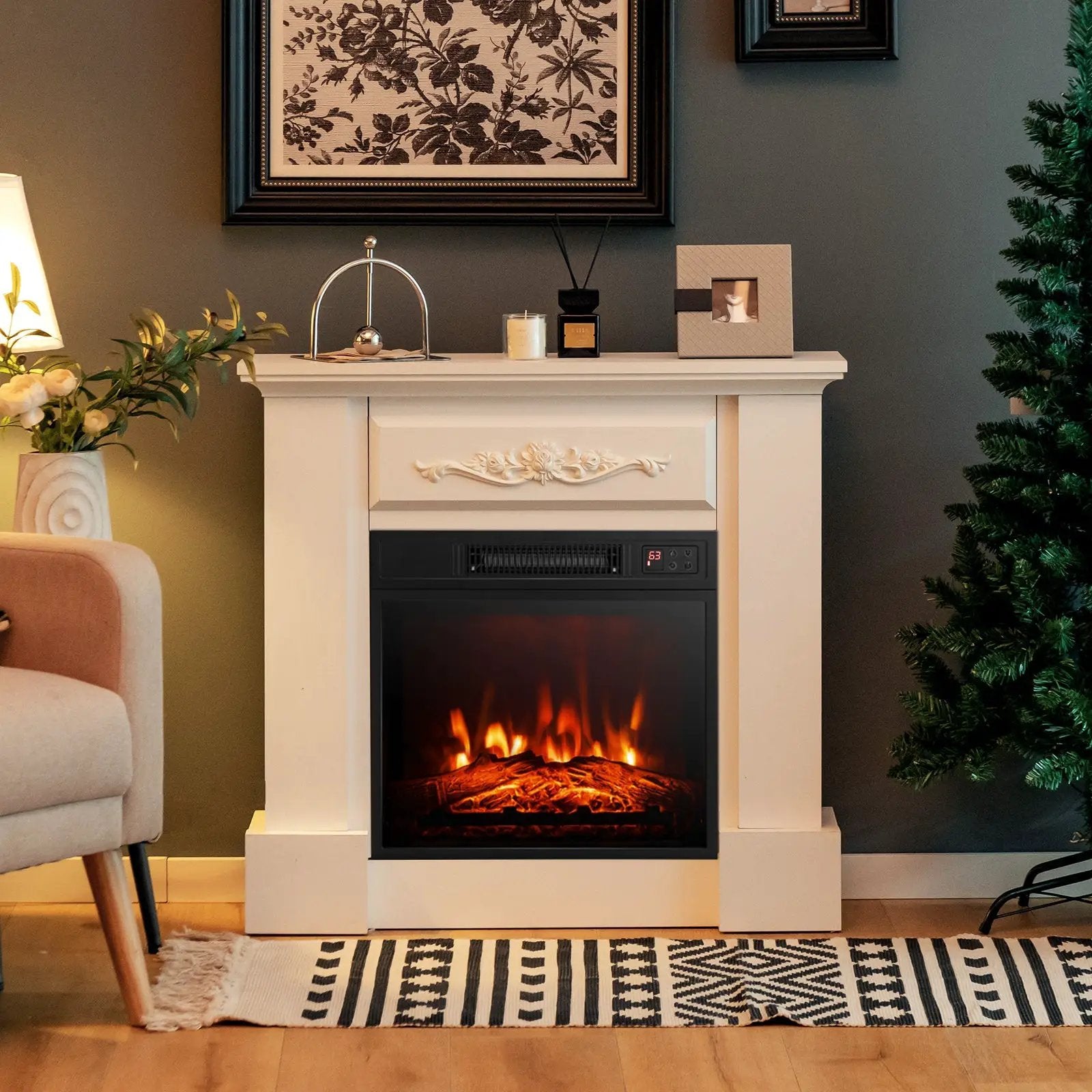 1400W TV Stand Electric Fireplace Mantel with Remote Control by DirectDeals