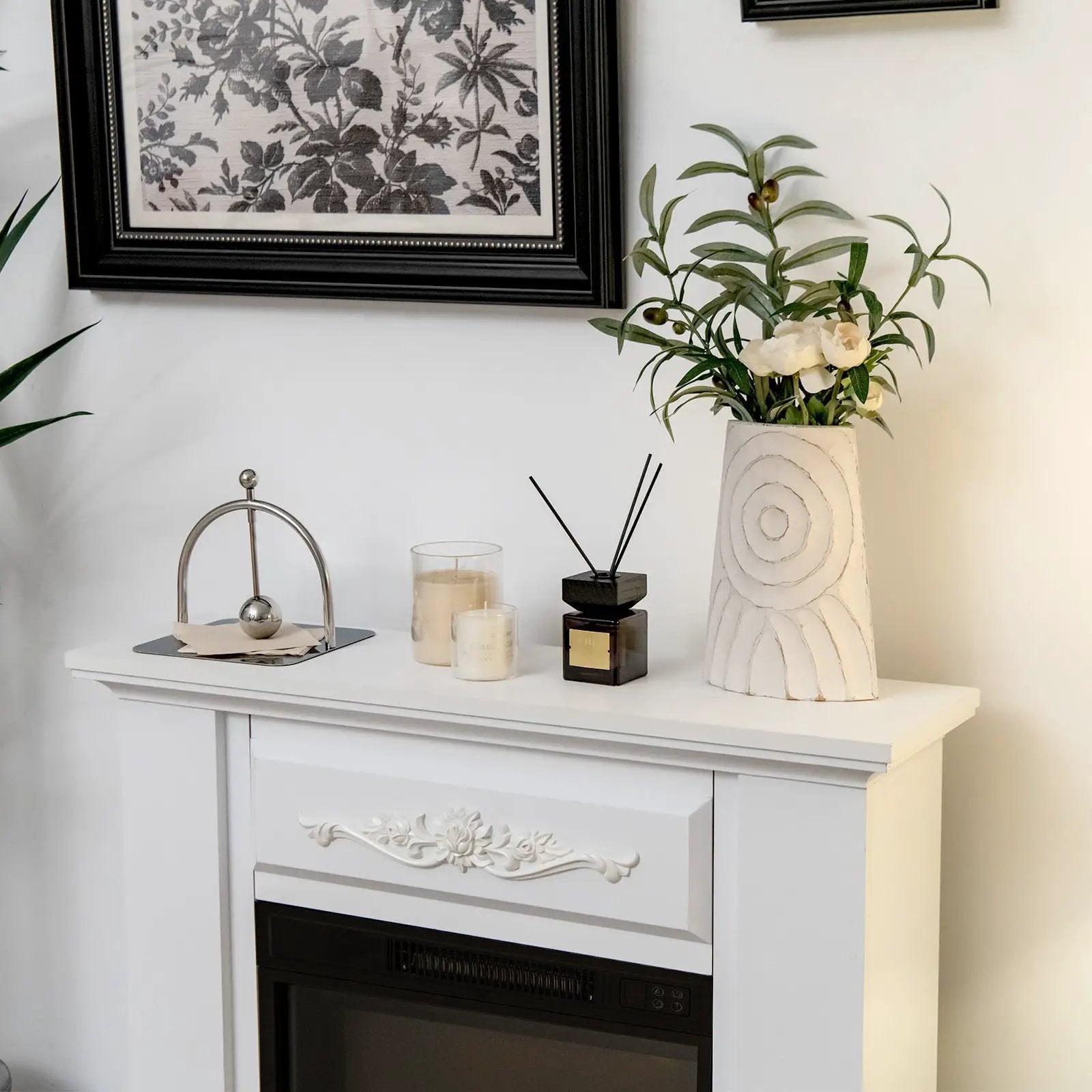 1400W TV Stand Electric Fireplace Mantel with Remote Control by DirectDeals