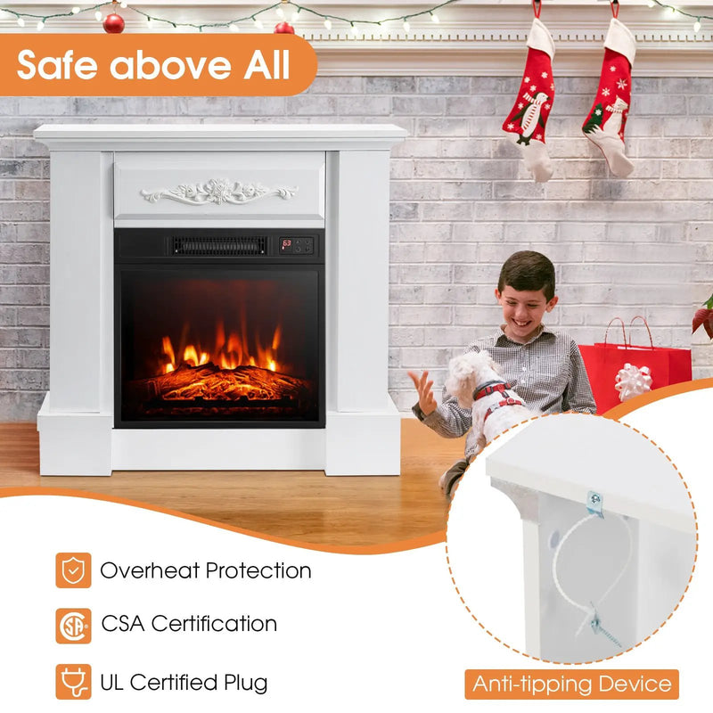 1400W TV Stand Electric Fireplace Mantel with Remote Control by DirectDeals
