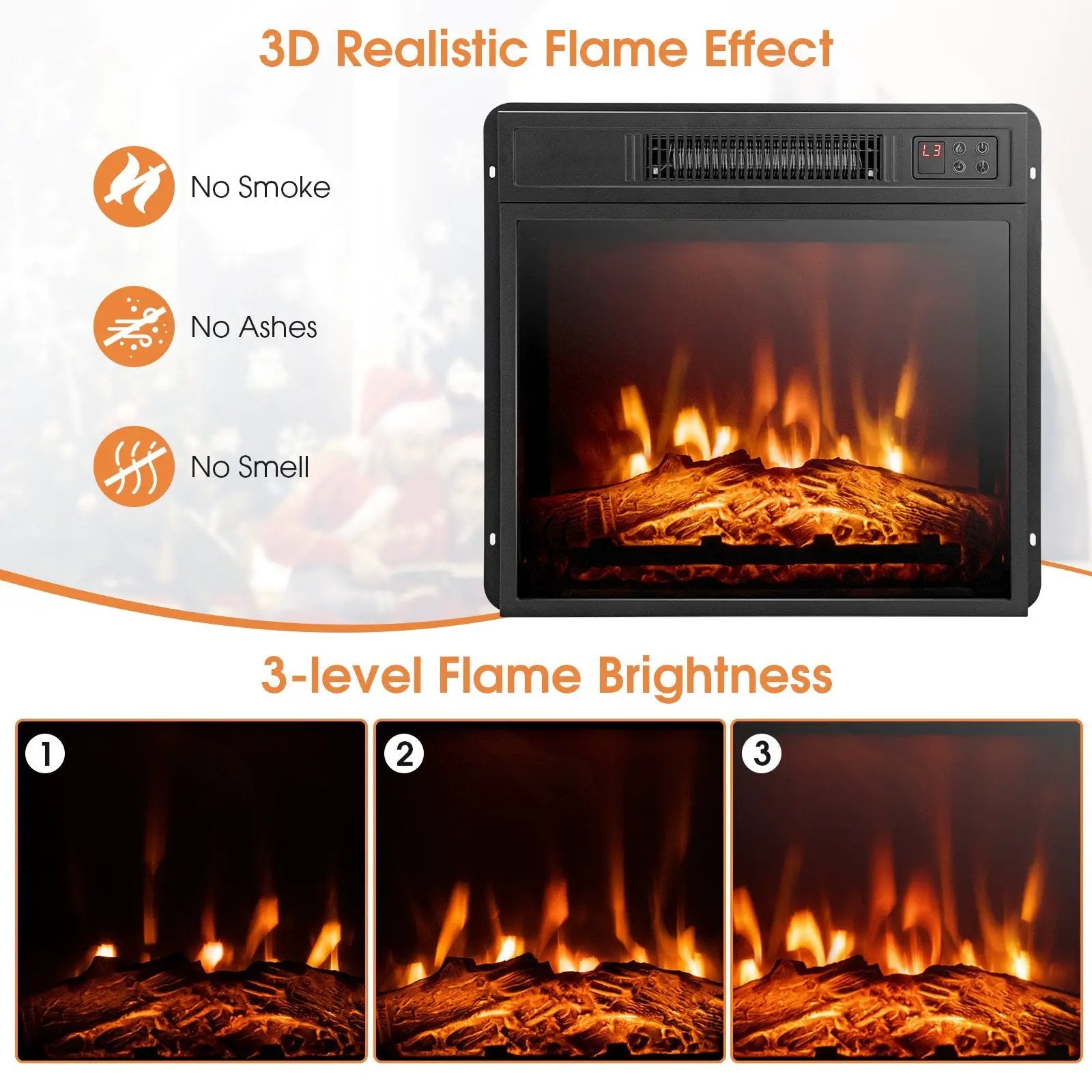 1400W TV Stand Electric Fireplace Mantel with Remote Control by DirectDeals