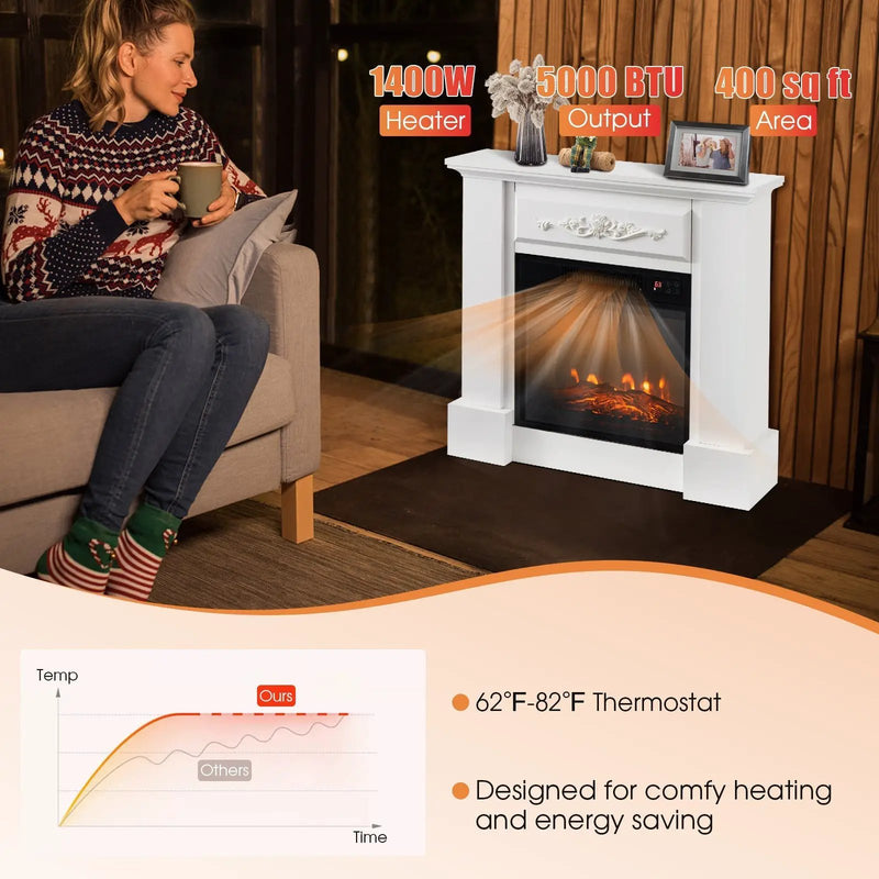 1400W TV Stand Electric Fireplace Mantel with Remote Control by DirectDeals