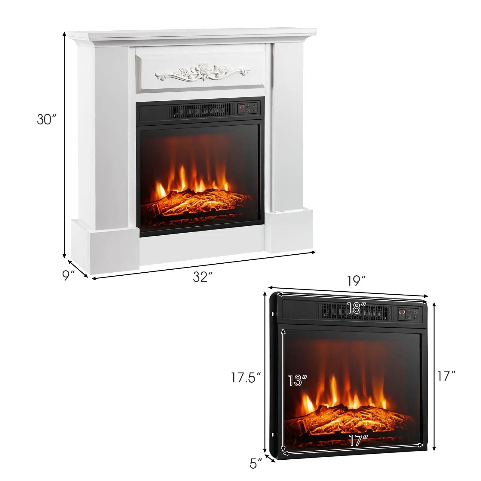 1400W TV Stand Electric Fireplace Mantel with Remote Control by DirectDeals