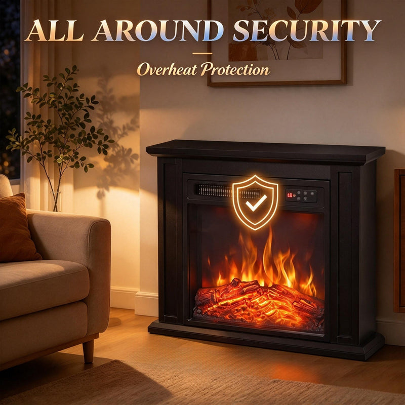 1400W Electric Fireplace TV Stand with Mantel, 26" Freestanding Fireplace Featuring Adjustable Flame, Timer Function & Handy Remote Control, photo 4 of 8