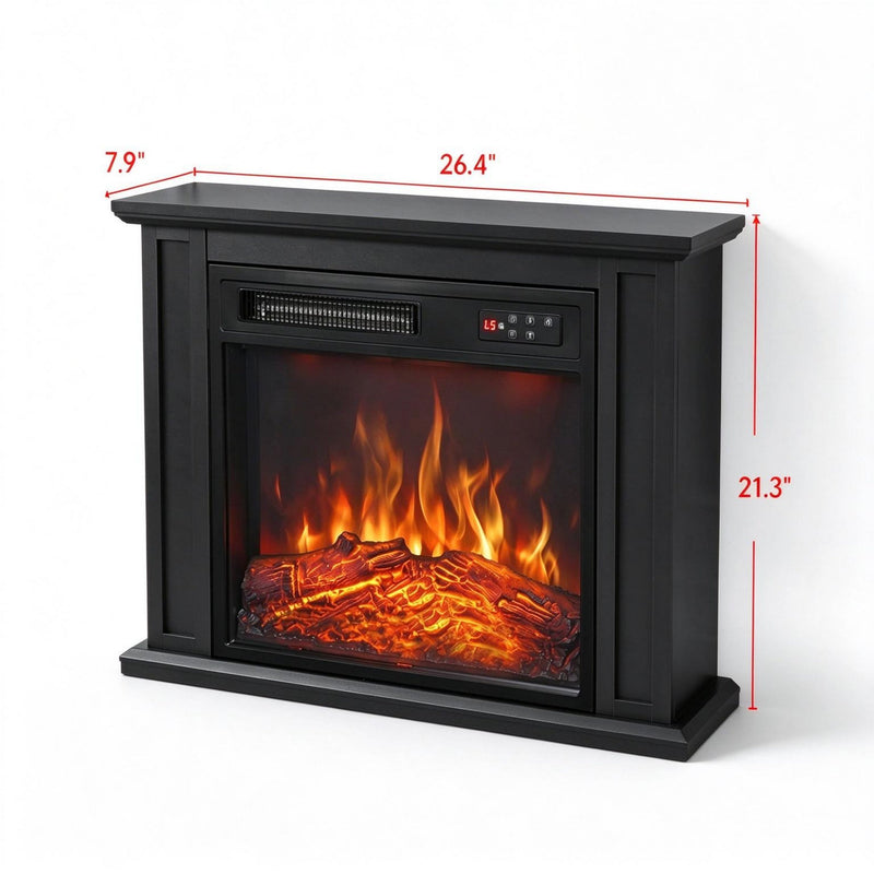 1400W Electric Fireplace TV Stand with Mantel, 26" Freestanding Fireplace Featuring Adjustable Flame, Timer Function & Handy Remote Control, photo 5 of 8