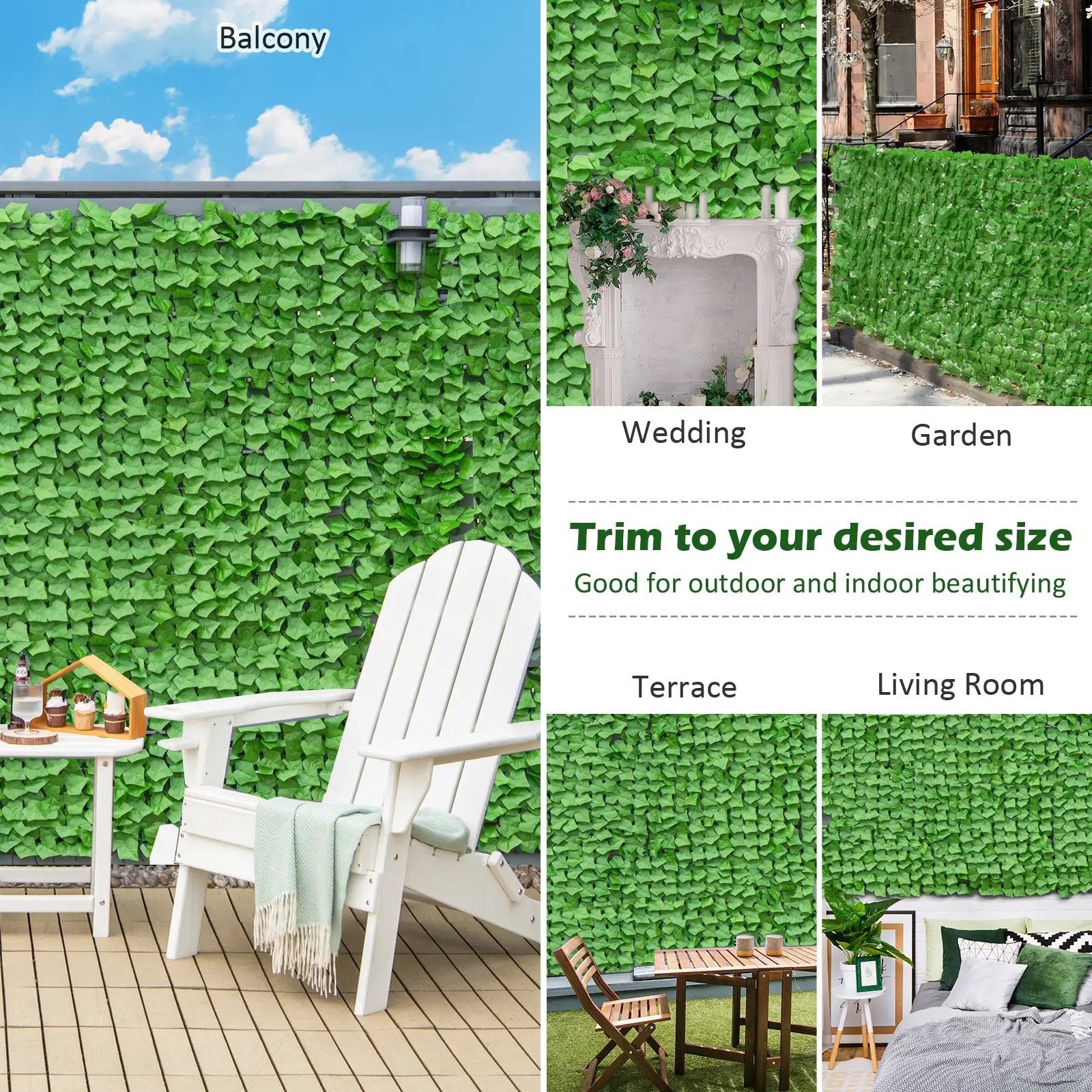Artificial Ivy Privacy Fence 118 x 39 Inch Green Hedge Screen by DirectDeals