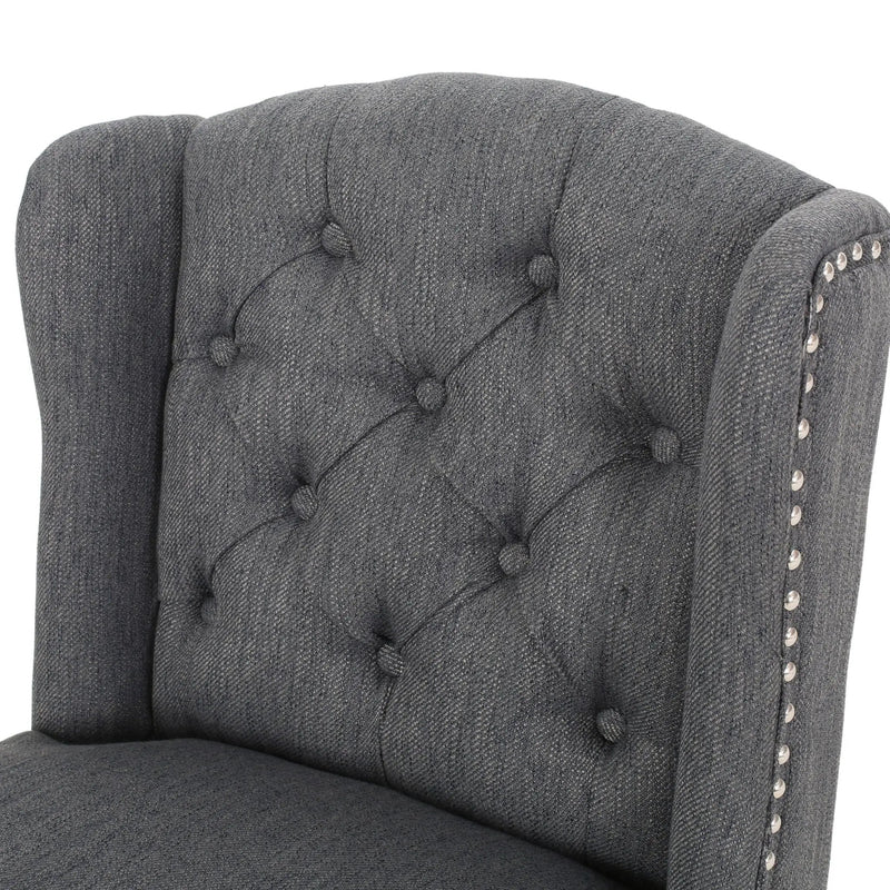 Vienna Fabric Tufted Counter Stool With Nailhead Accents (Set of 2) by HouseOfZazla