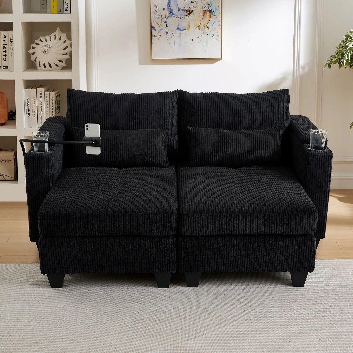 Convertible Chaise Lounge Sofa Chair With USB Ports, Cup Holders, Phone Holder And Storage by HouseOfZazla